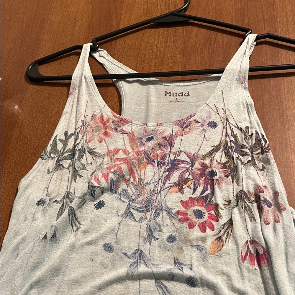 Mudd Women's Floral Tank Top - Gray and Red